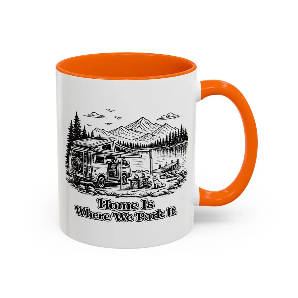 4865130596486319077_2048.jpeg Accent Coffee Mug (11, 15oz) — "Home Is Where You Park It" Design Minimal-Line
