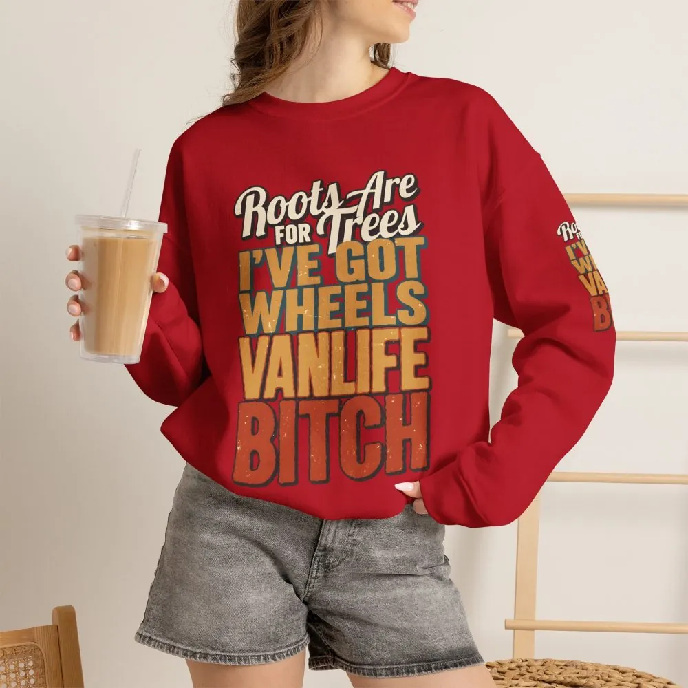 Unisex Heavy Blend™ Crewneck Sweatshirt — "Roots Are For Trees" Design F**K-Line