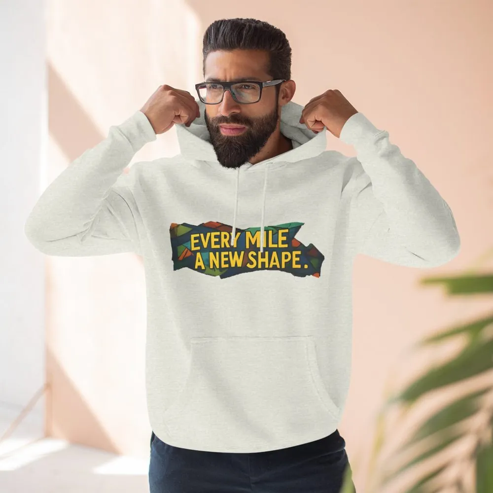 4897888654409726472_2048.jpeg Three-Panel Fleece Hoodie - "Every Mile A New Shape" Design Cubic-Line