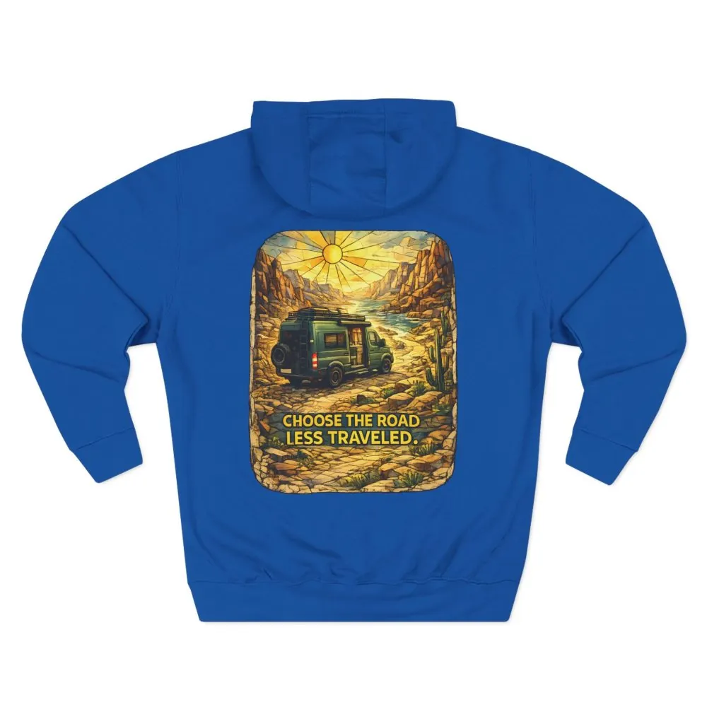 Three-Panel Fleece Hoodie - "Choose The Road Less Traveled" Design Cubic-Line