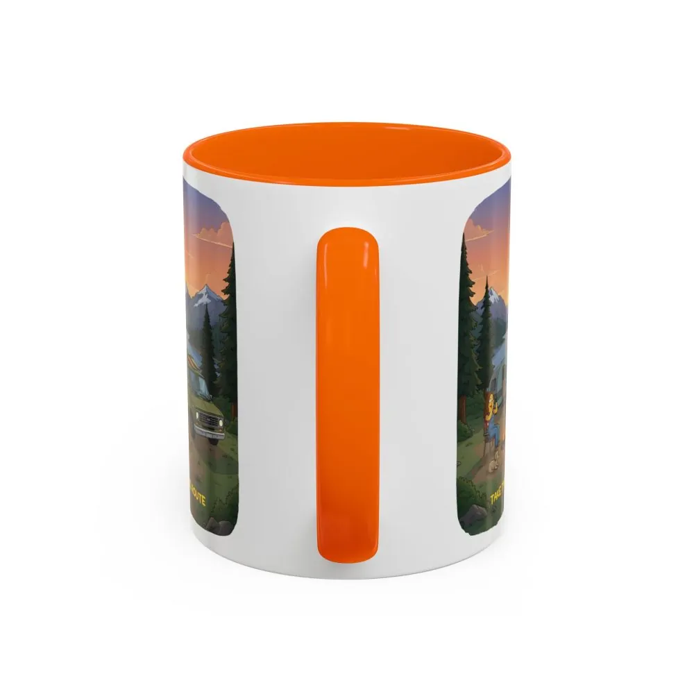 Accent Coffee Mug (11, 15oz) — "Take The Scenic Route" Design Sitcom-Line