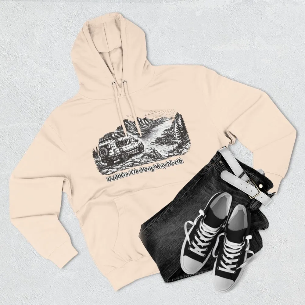 4908309005638534105_2048.jpeg Three-Panel Fleece Hoodie - "Built For The Long Way North" Design Minimal-Line