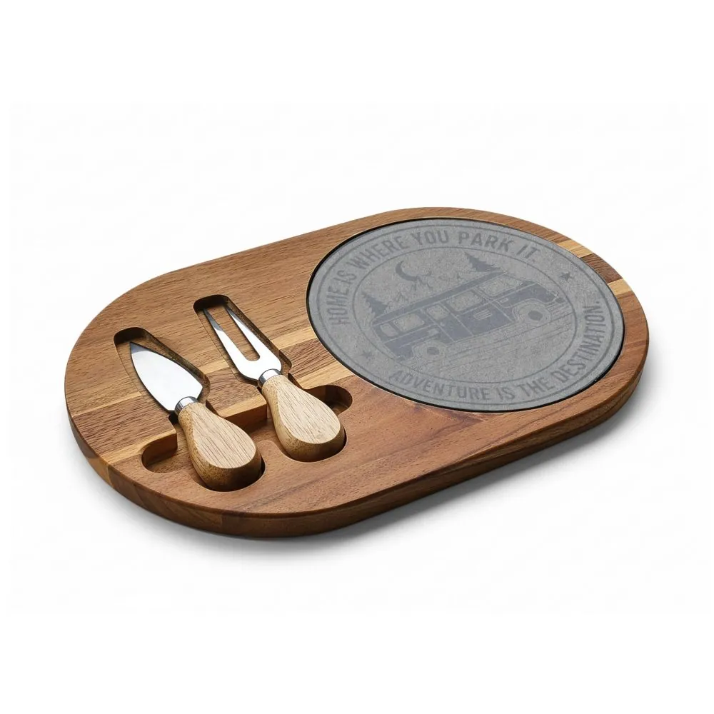 Engraved Charcuterie Board - "Home Is Where You Park It-Adventure is the destination" (4 Variants Available)