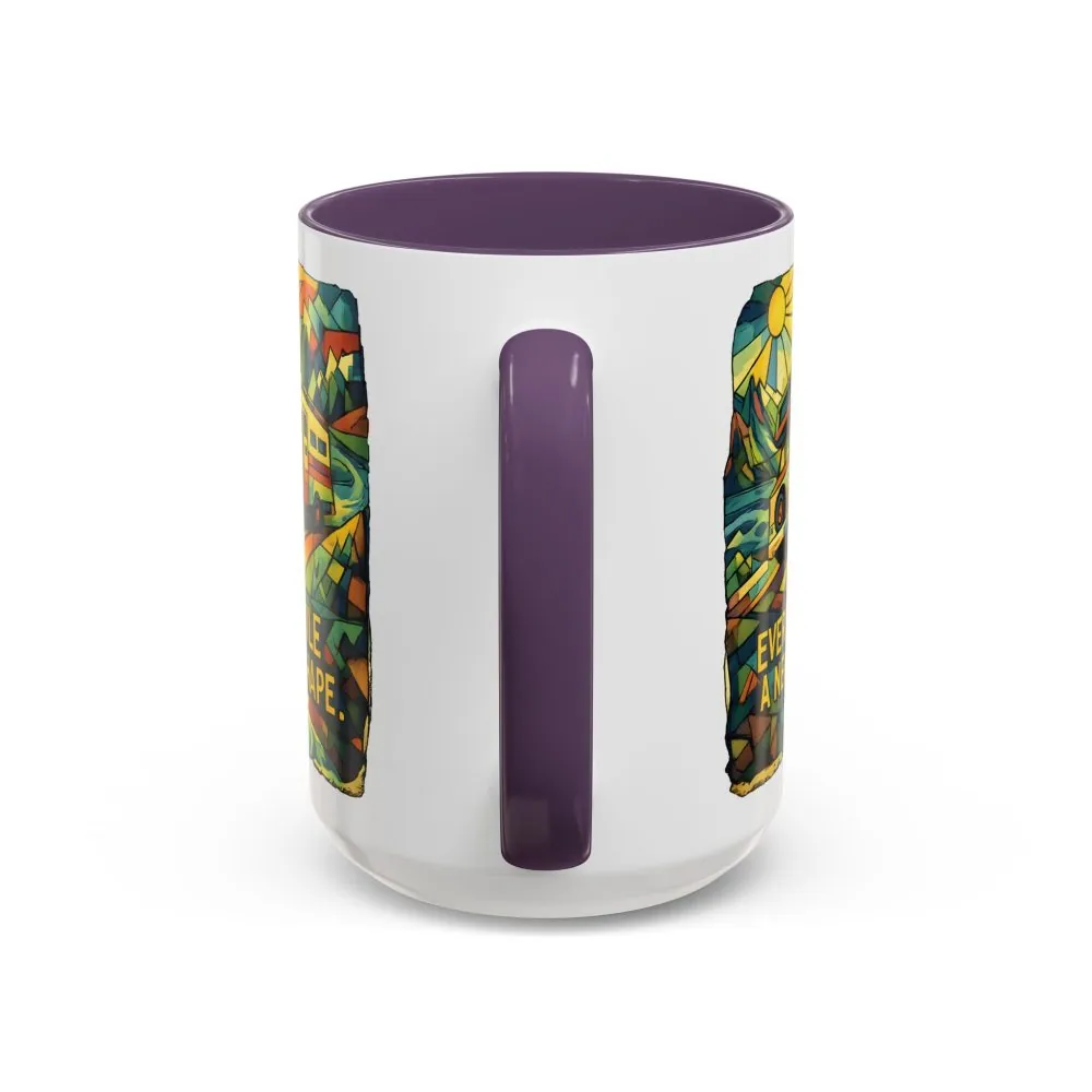 Accent Coffee Mug (11, 15oz) — "Every Mile A New Shape" Design Cubic-Line
