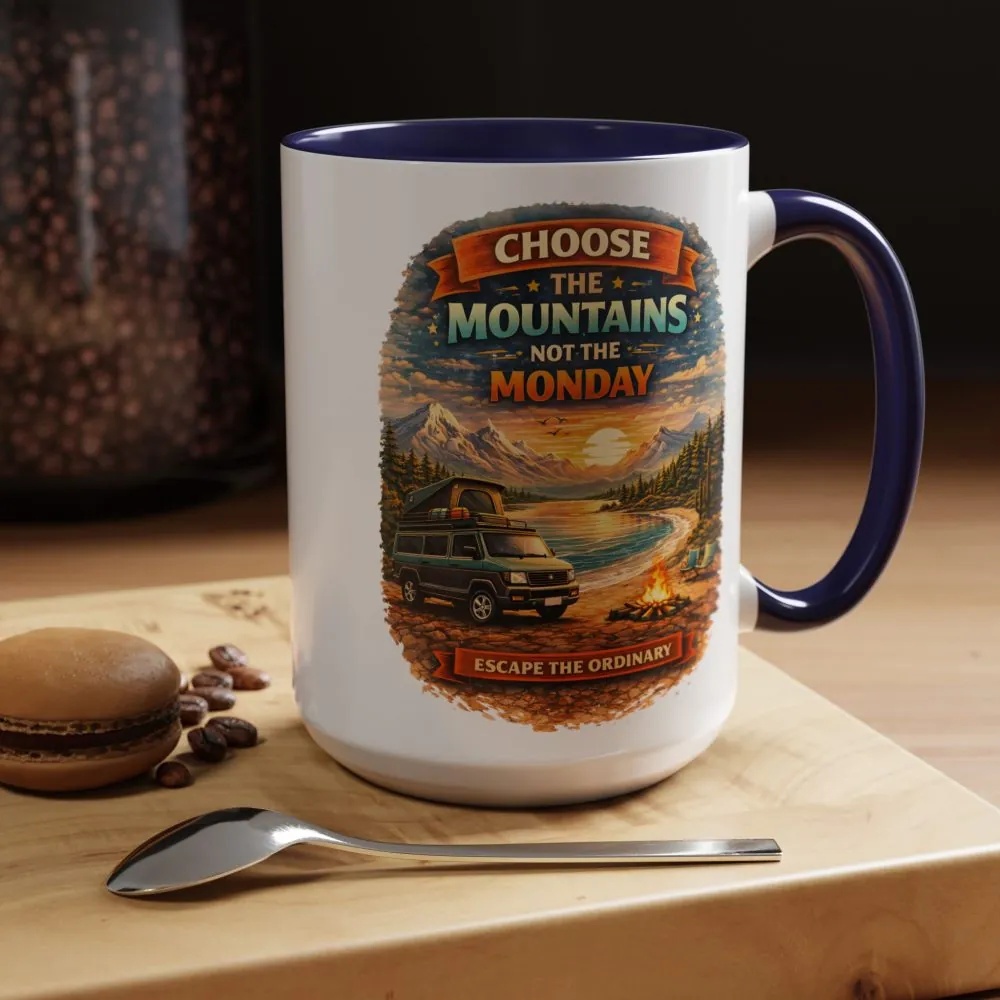 Accent Coffee Mug (11, 15oz) — "Choose The Mountens" Design Scenic-Line