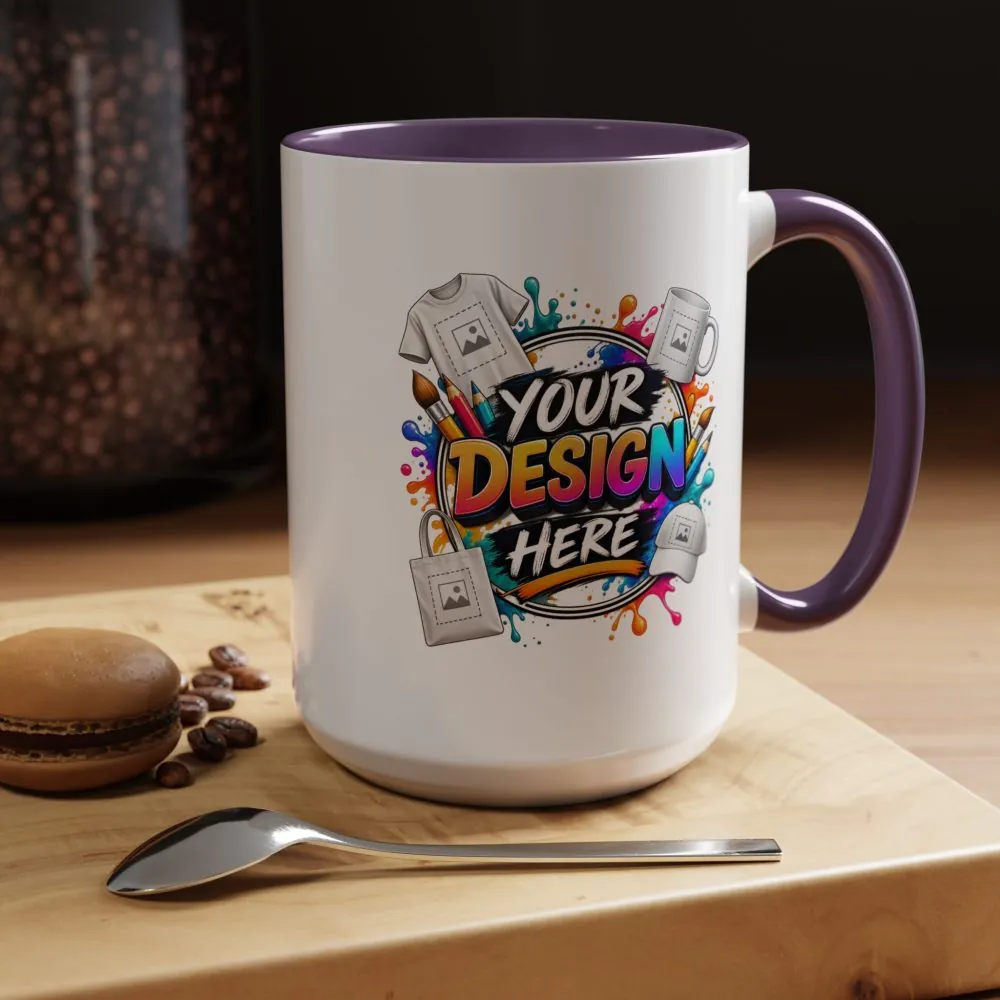 Accent Coffee Mug — Colorful 'Your Design Here' Artist Print (11/15 oz)