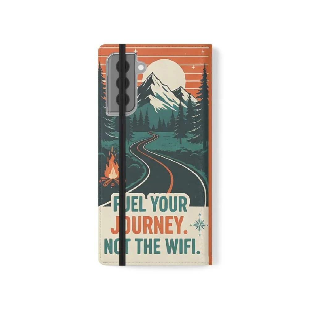 Flip Phone Case — "Adventure Awaits, Fuel Your Journey, Not the WiFi" Wallet Cover