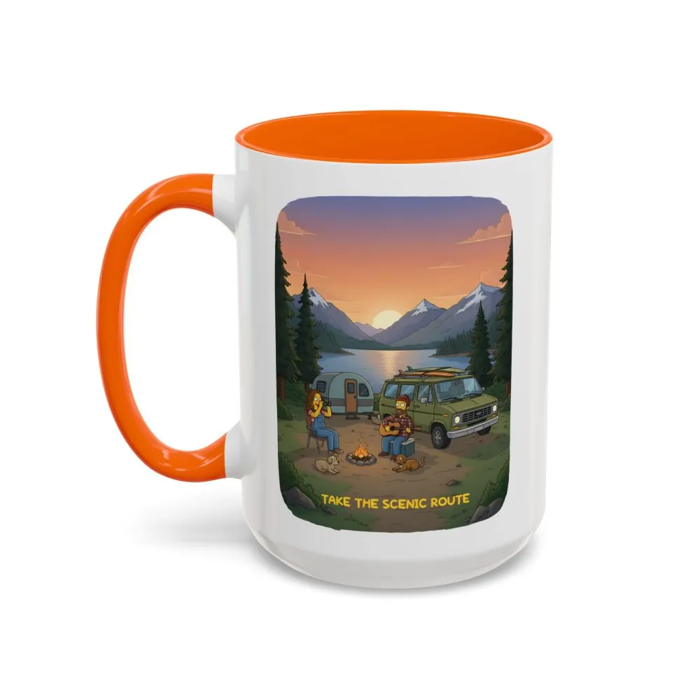Accent Coffee Mug (11, 15oz) — "Take The Scenic Route" Design Sitcom-Line