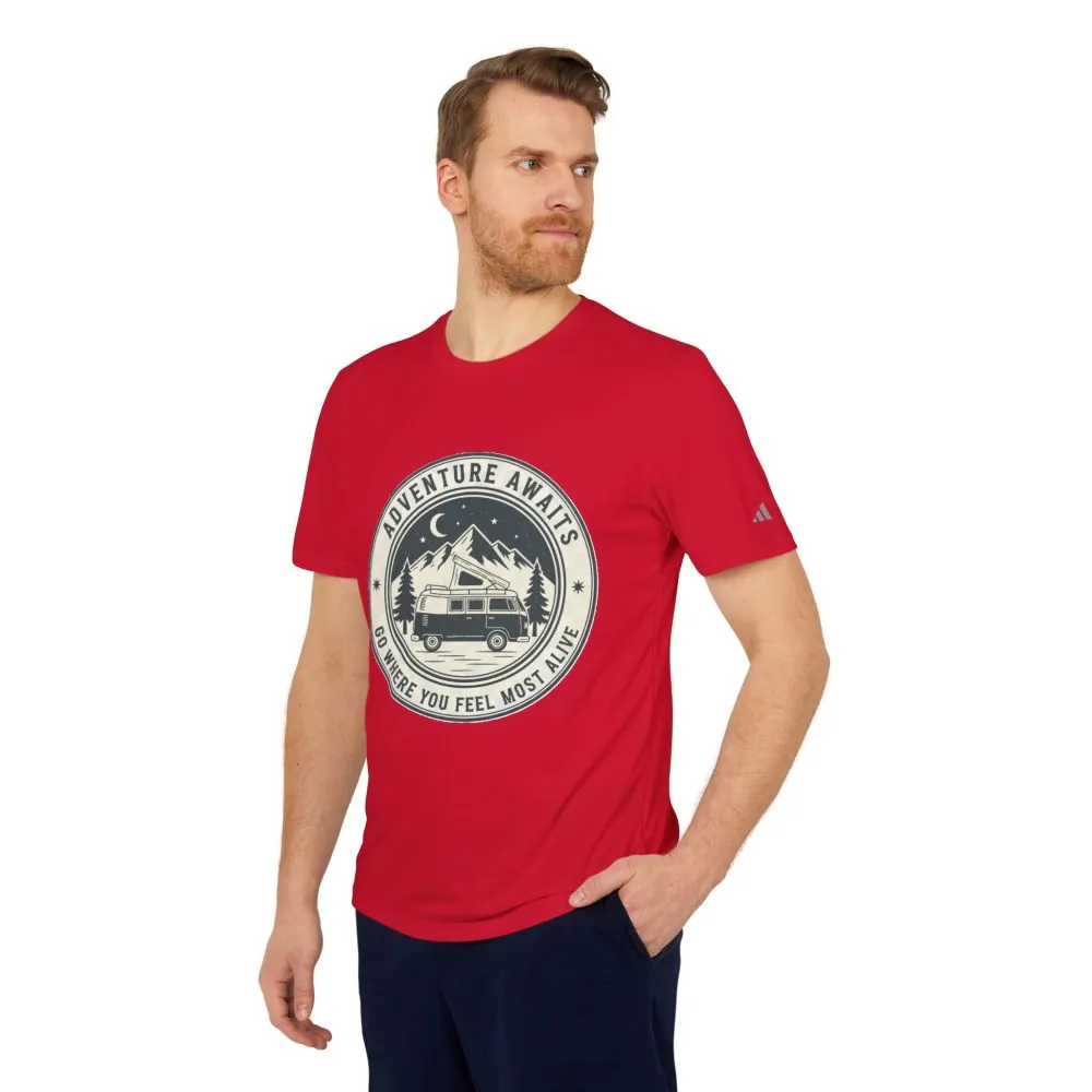 T-Shirt(Adidas) - 'Adventure Awaits-Go Where You Feel Most Alive' (Only Front printed)