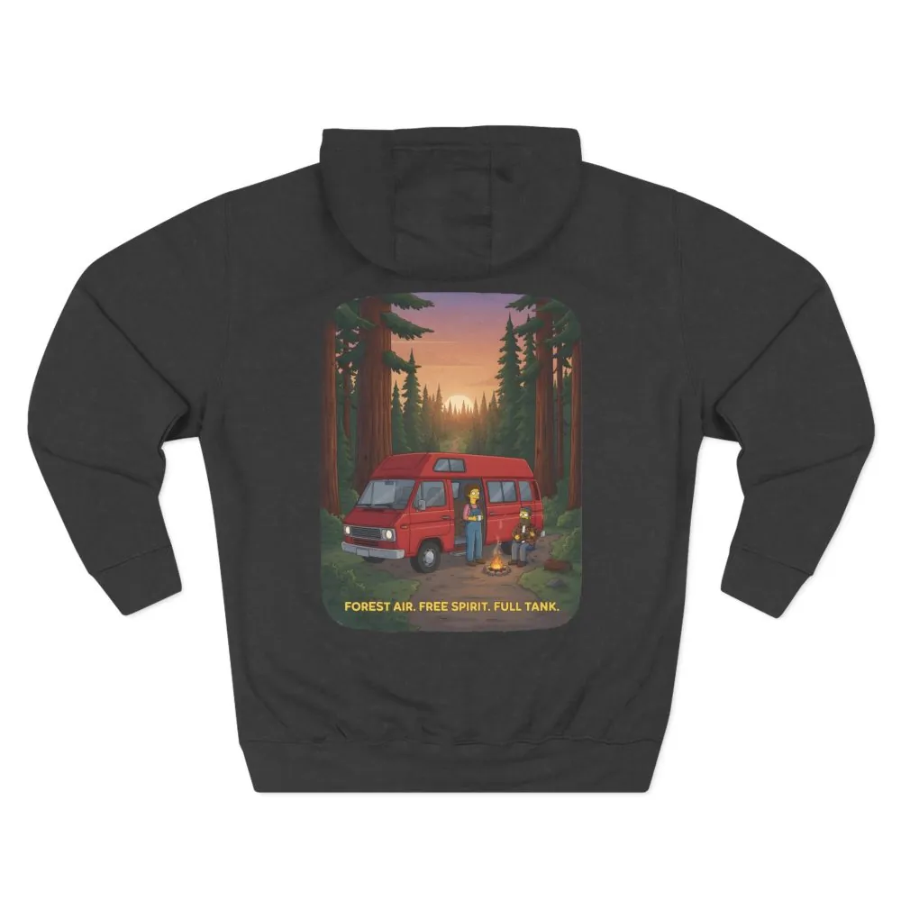 Three-Panel Fleece Hoodie - "Forest Air Free Spirit Full Tank" Design Sitcom-Line