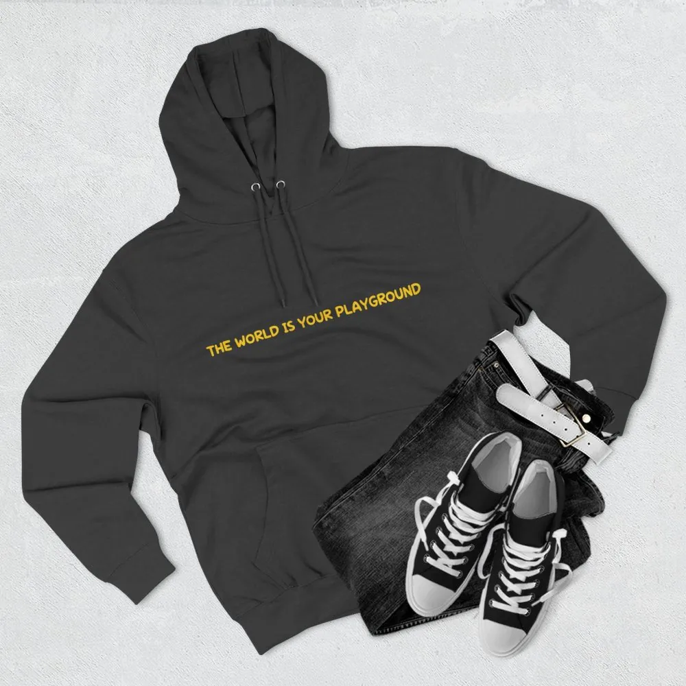 4989749144302306822_2048.jpeg Three-Panel Fleece Hoodie - "The World Is Your playground" Design Sitcom-Line