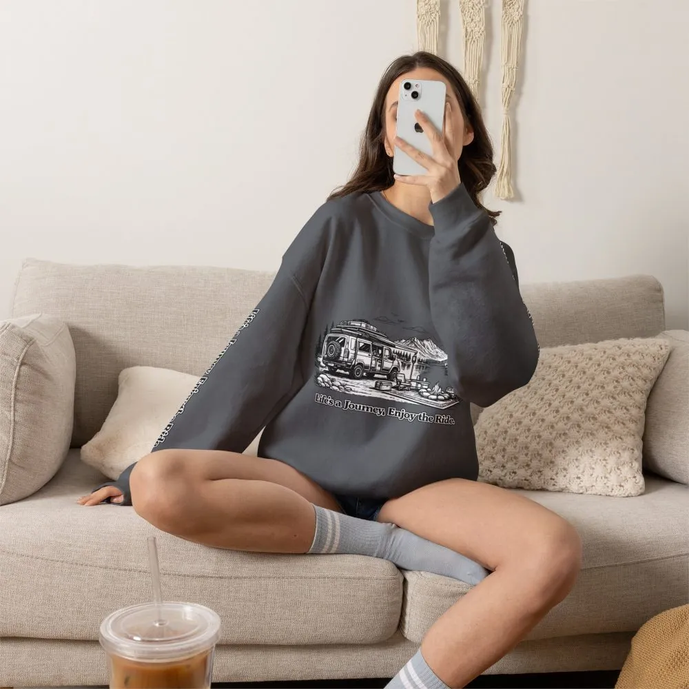 4996257924466101870_2048.jpeg Unisex Heavy Blend™ Crewneck Sweatshirt — "Lifes A Journey,Enjoy The Ride" Design Minimal-Line