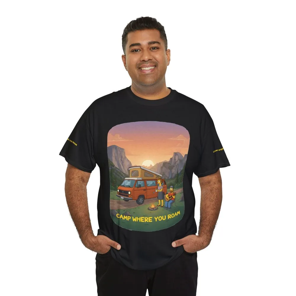 Unisex Heavy Cotton Tee — "Camp Where You Roam" Design Sitcom-Line