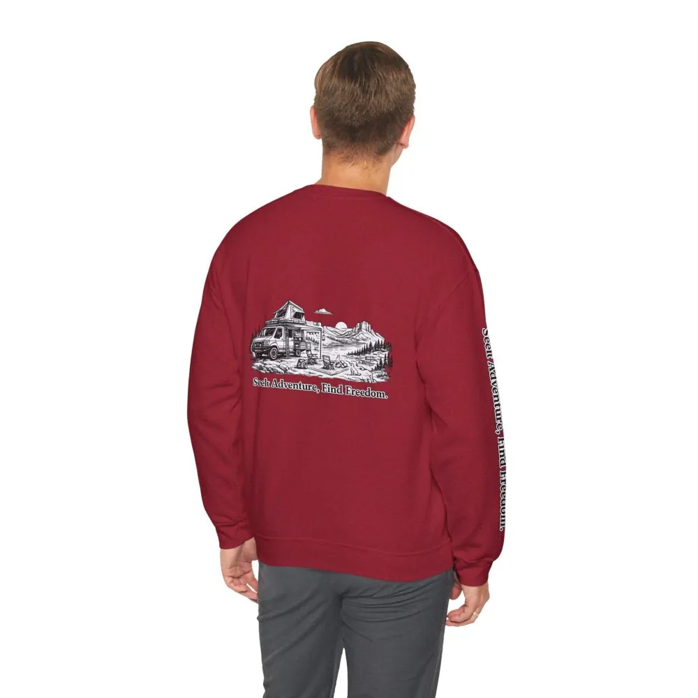 5002563963648423451_2048.jpeg Unisex Heavy Blend™ Crewneck Sweatshirt — "Seek Adventure, Find Freedom" Design Minimal-Line