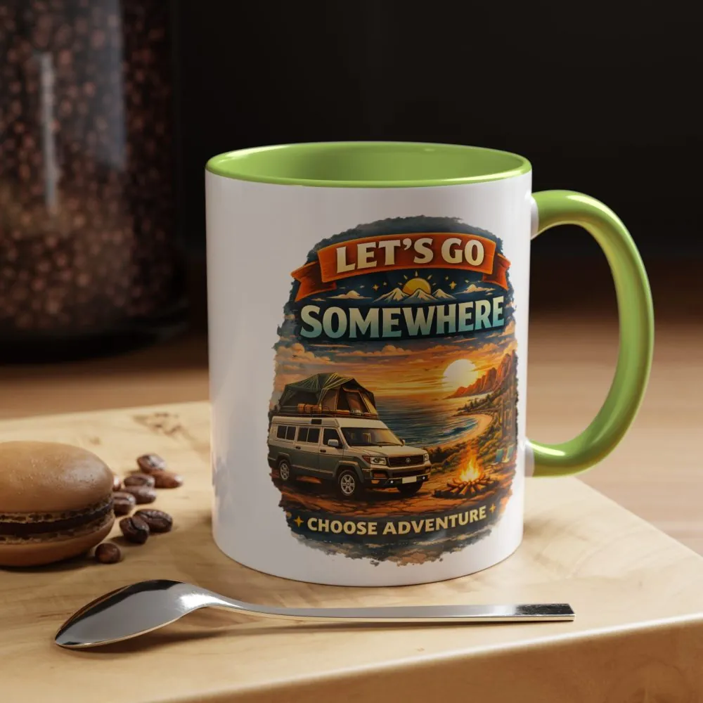 Accent Coffee Mug (11, 15oz) — "Lets Go Somewhere" Design Scenic-Line