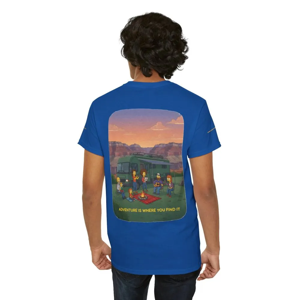 Unisex Heavy Cotton Tee — "Adventure Is Where You Find It" Design Sitcom-Line