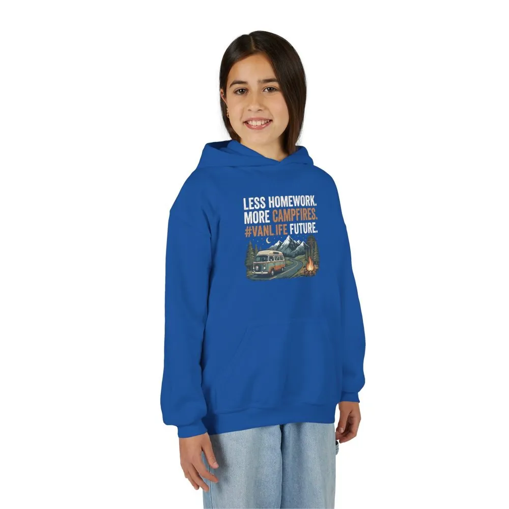 5023418425894432201_2048.jpeg Youth Hoodie(Gildan) – Less Worry, More Campfires #VanLife Adventure Pullover