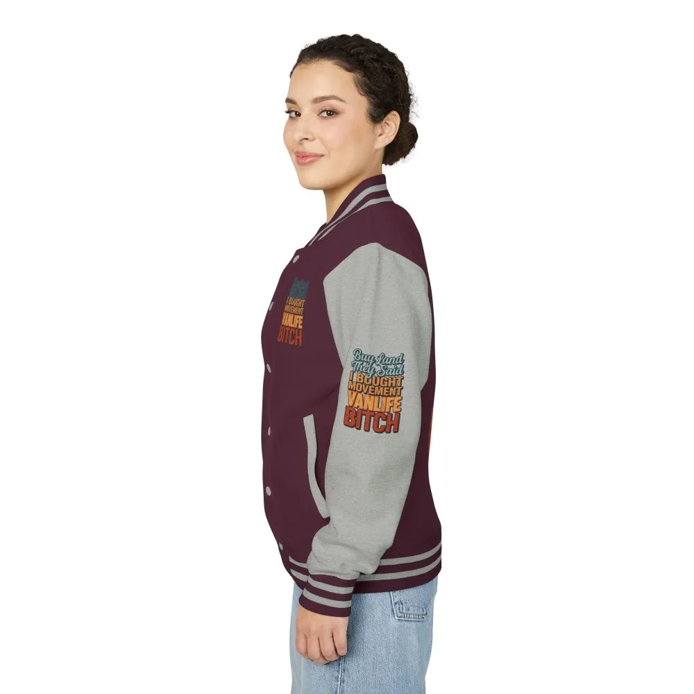 5024697952041217199_2048.jpeg Unisex Heavyweight Letterman Jacket — "Buy Land They Said" Design F**K-Line