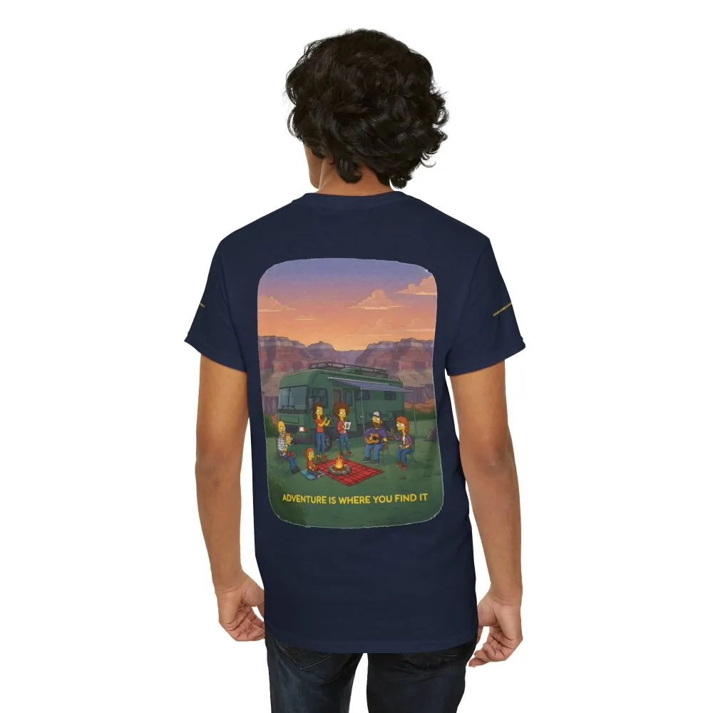 Unisex Heavy Cotton Tee — "Adventure Is Where You Find It" Design Sitcom-Line