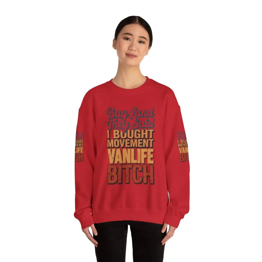 5025758555566727101_2048.jpeg Unisex Heavy Blend™ Crewneck Sweatshirt — "Buy Land They Said" Design F**K-Line