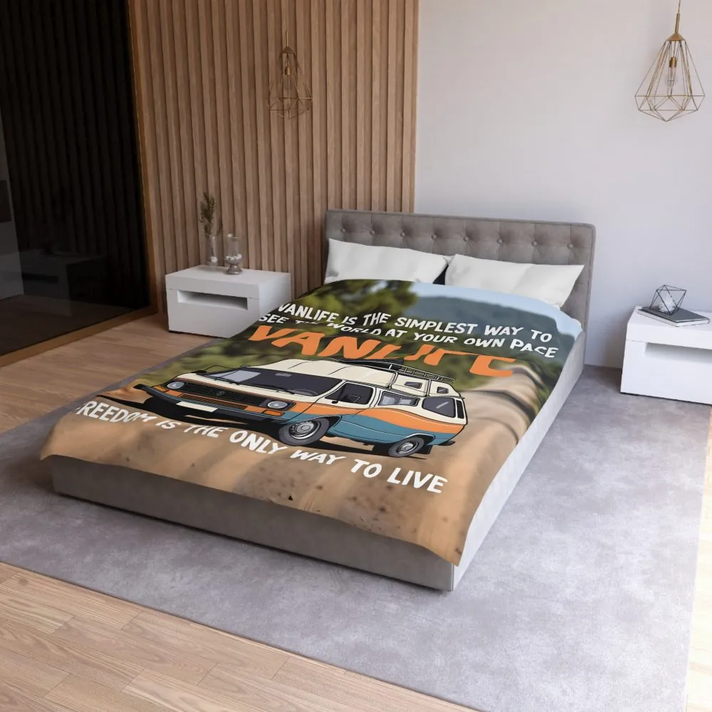 5032207825677684206_2048.jpeg Duvet Cover — "Vanlife freedom is the only way to live" Retro Camper Van Freedom Bedding