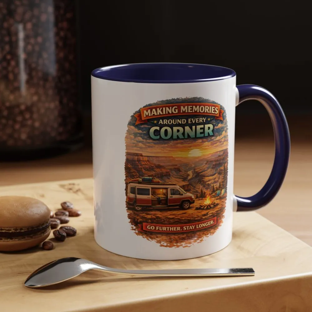 Accent Coffee Mug (11, 15oz) — "Making Memories Around Every Corner" Design Scenic-Line