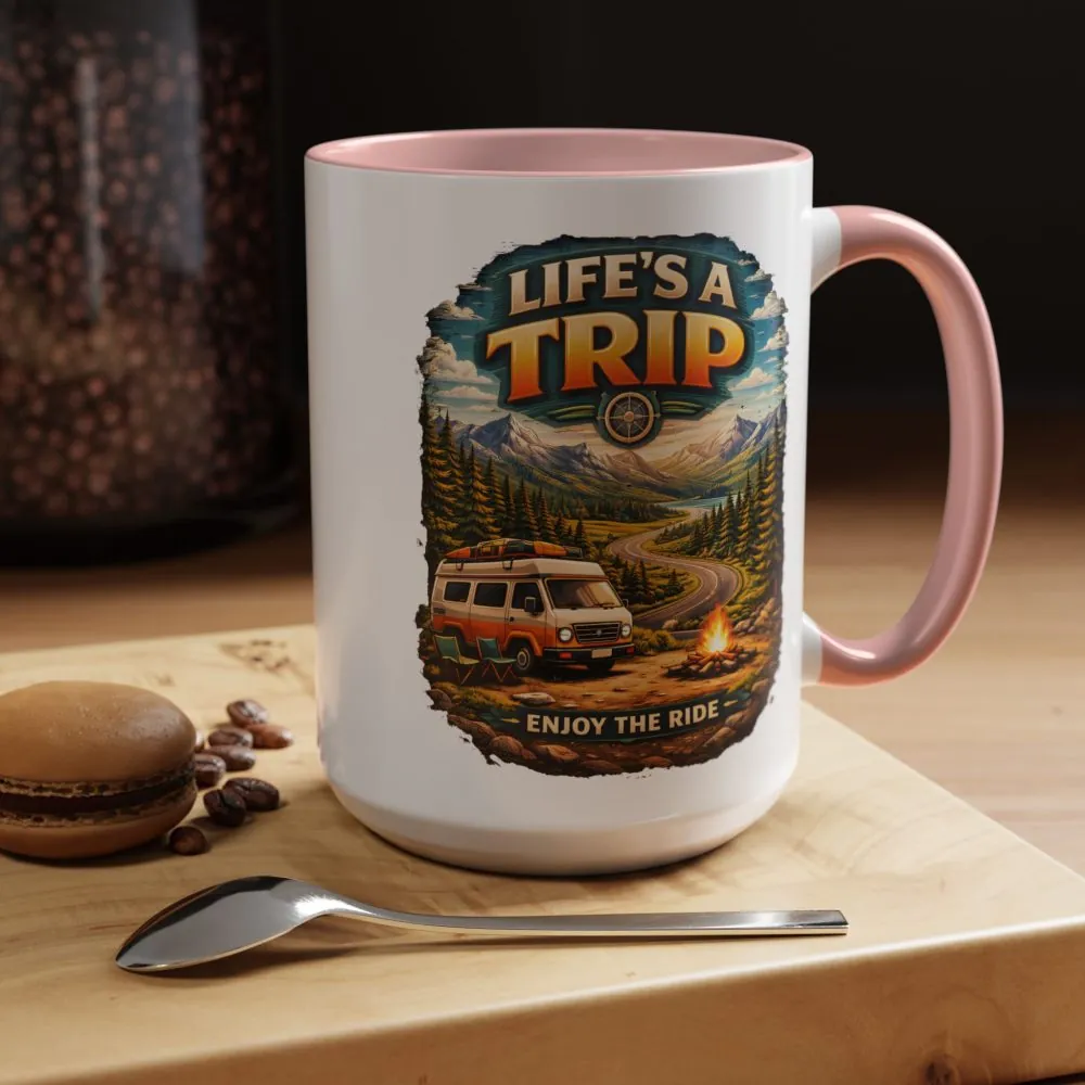 Accent Coffee Mug (11, 15oz) — "Life s A Trip" Design Scenic-Line