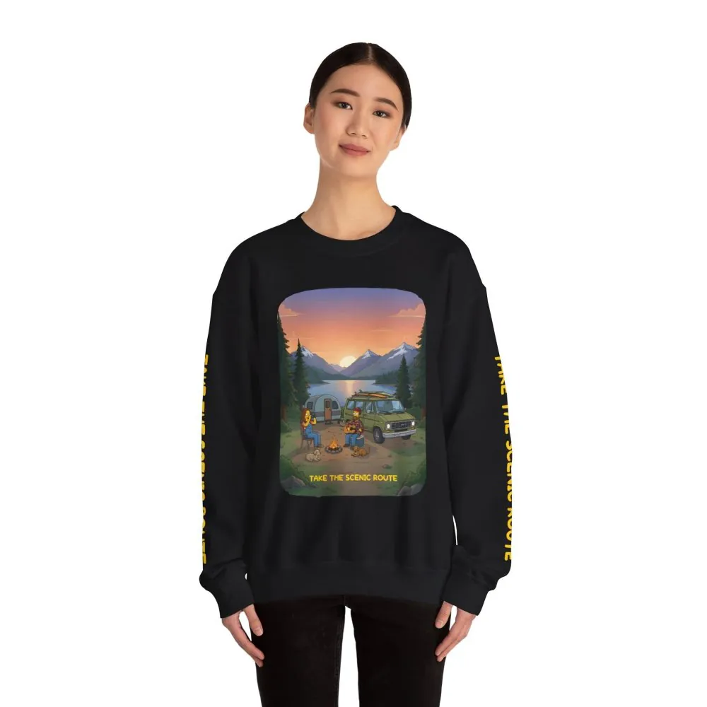 Unisex Heavy Blend™ Crewneck Sweatshirt — "Take The Scenic Route" Design Sitcom-Line
