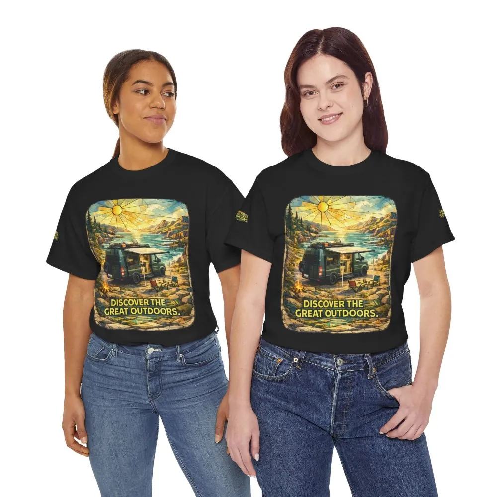 5044230648353152314_2048.jpeg Unisex Heavy Cotton Tee — "Discover The Great Outdoors" Design Cubic-Line