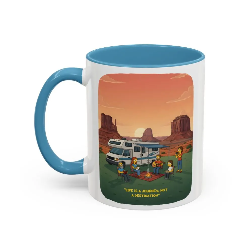 Accent Coffee Mug (11, 15oz) — "Life Is A Journey-Not A Destination" Design Sitcom-Line