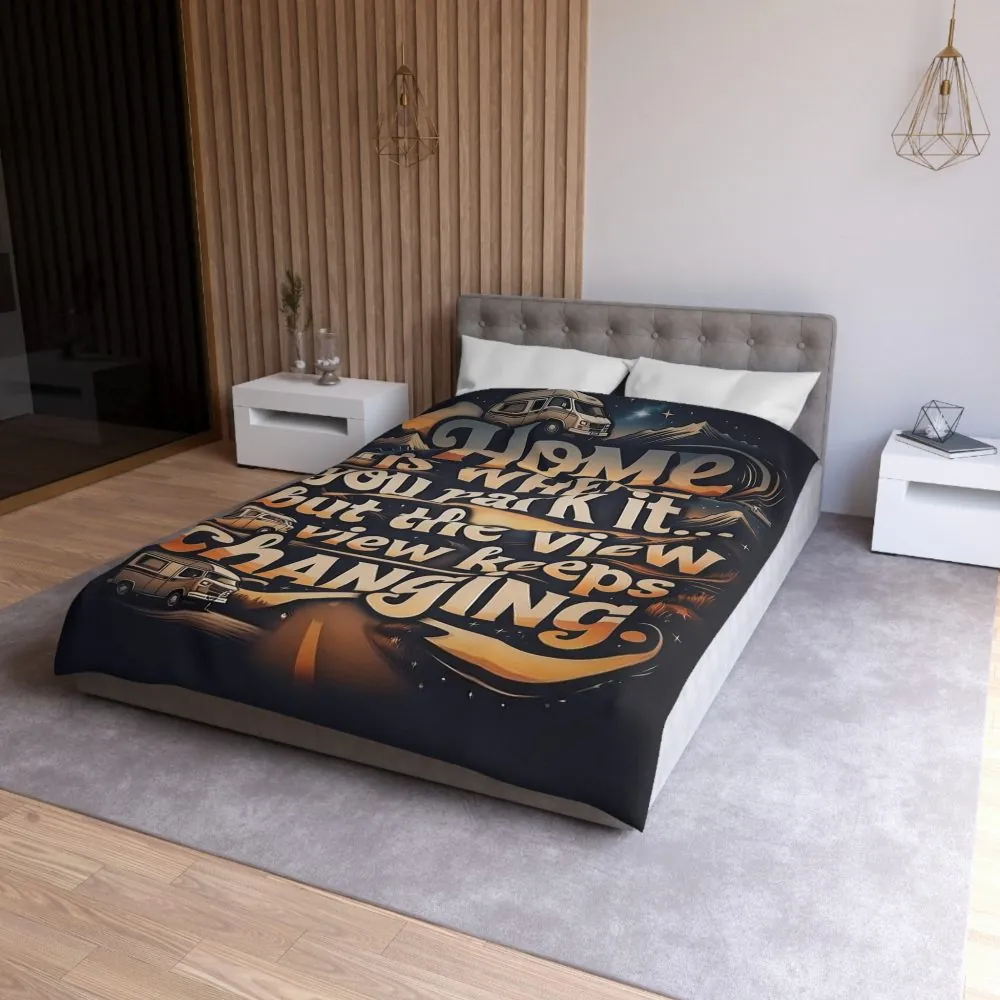 5050974134403459730_2048.jpeg Duvet Cover - “Home Is Where You Park It… But The View Keeps Changing” Camper Van Bedding