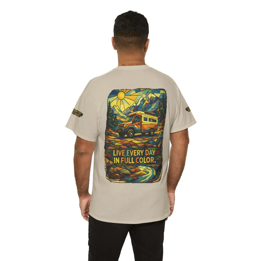 5053611754057484141_2048.jpeg Unisex Heavy Cotton Tee — "Live Life Every Day In Full Color" Design Cubic-Line