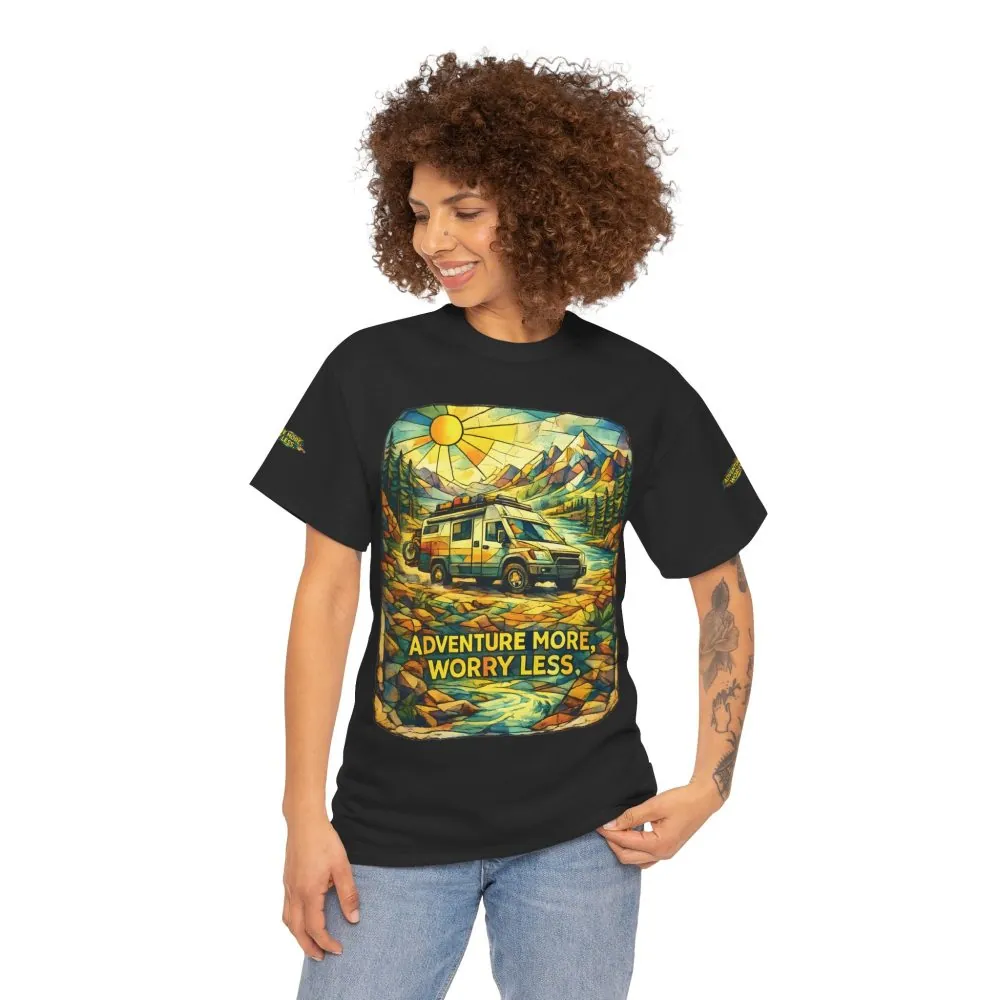 5064923833747931235_2048.jpeg Unisex Heavy Cotton Tee — "Adventure More Worry Less" Design Cubic-Line