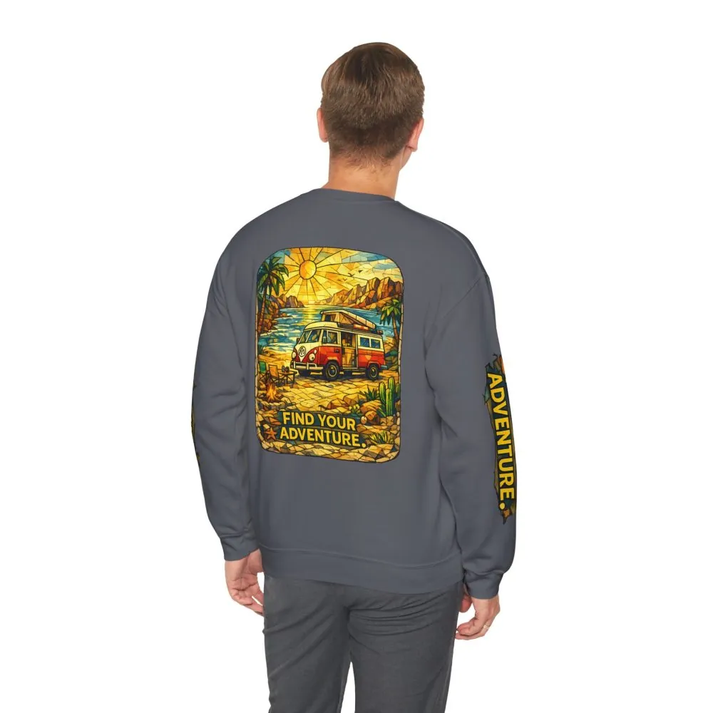 5085207534627594457_2048.jpeg Unisex Heavy Blend™ Crewneck Sweatshirt — "Find Your Adventure" Design Cubic-Line