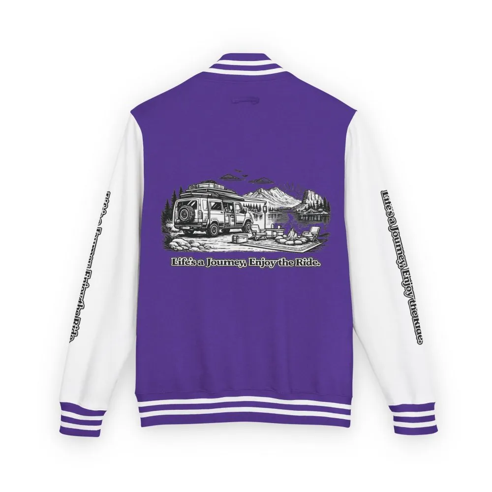 Unisex Heavyweight Letterman Jacket — "Lifes A Journey,Enjoy The Ride" Travel Varsity Coat