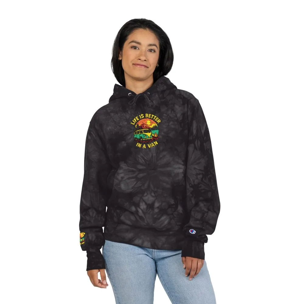 5090653587360169420_2048.jpeg Unisex Tie-Dye Embroidered Hoodie — 'Life Is Better With A Van' Graphic
