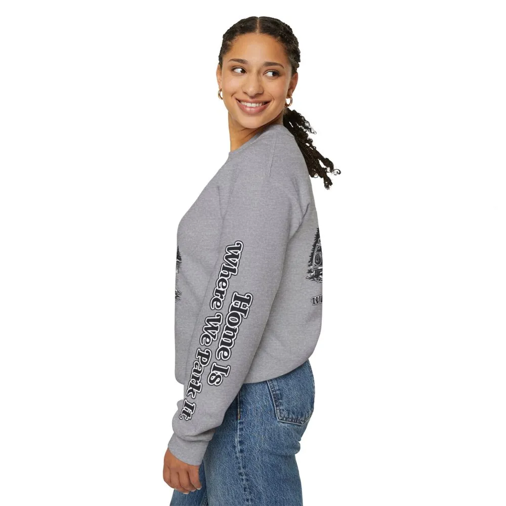 5097498842880847787_2048.jpeg Unisex Heavy Blend™ Crewneck Sweatshirt — "Home Is Where You Park It" Design Minimal-Line