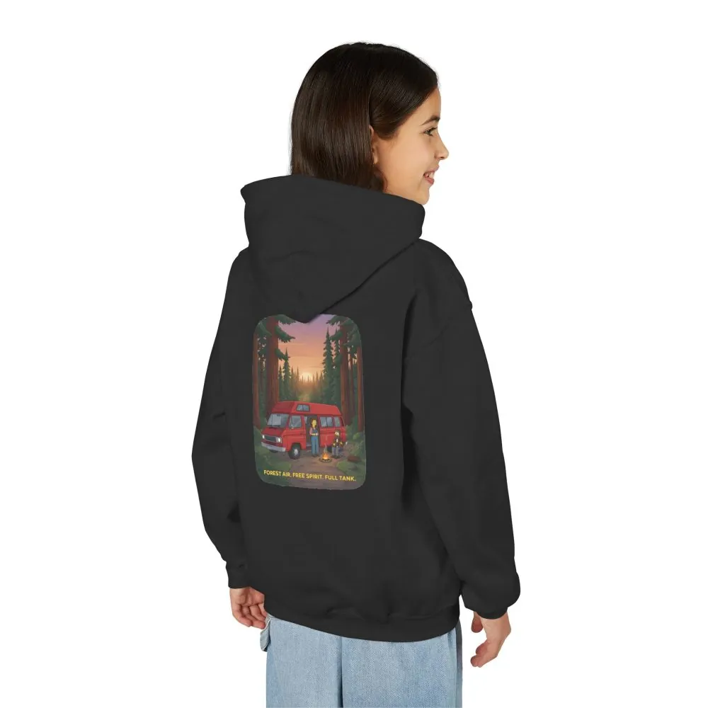 Youth Hoodie(Gildan) – "Forest Air Free Spirit Full Tank" (Design Sitcom-Line)