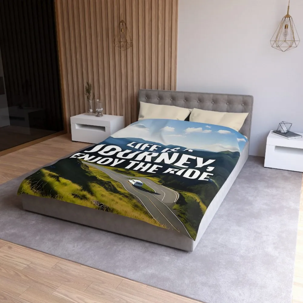 5109279505803482092_2048.jpeg Duvet Cover — "Life Is A Journey, Enjoy The Ride" Mountain Road Microfiber