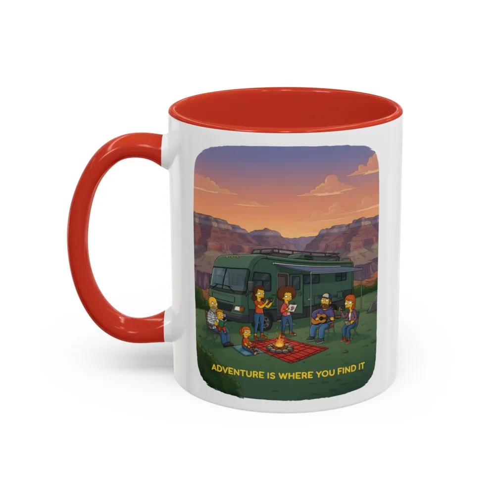 Accent Coffee Mug (11, 15oz) — "Adventure Is Where You Find It" Design Sitcom-Line
