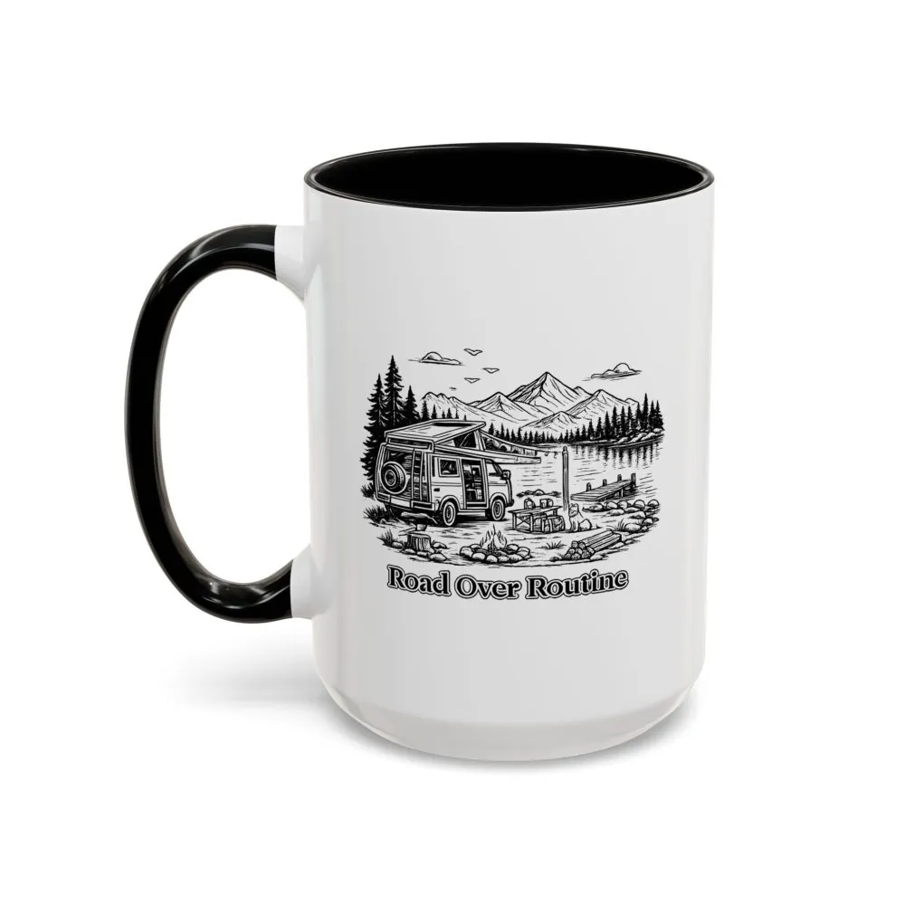 5145762395887369300_2048.jpeg Accent Coffee Mug (11, 15oz) — "Road Over Routine" Design Minimal-Line