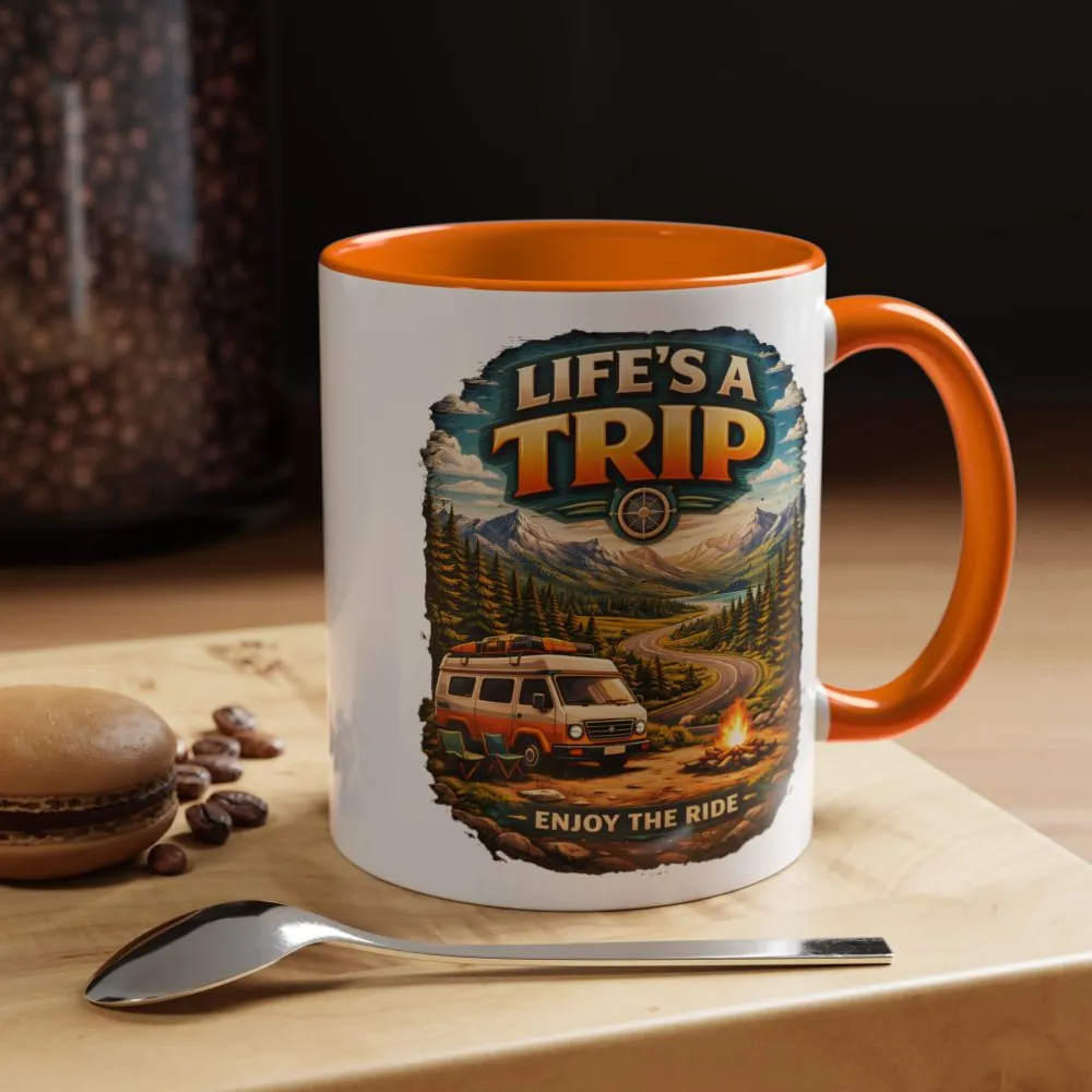Accent Coffee Mug (11, 15oz) — "Life s A Trip" Design Scenic-Line