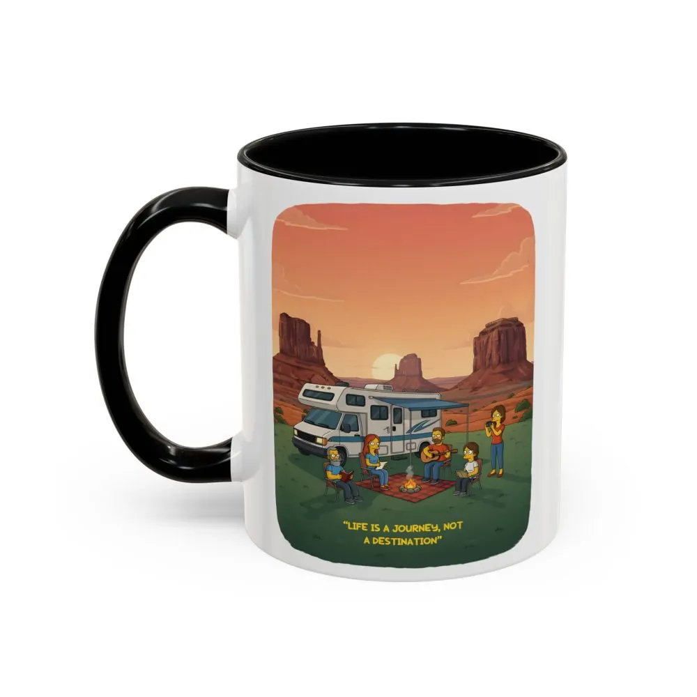 Accent Coffee Mug (11, 15oz) — "Life Is A Journey-Not A Destination" Design Sitcom-Line