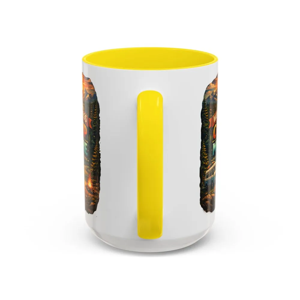 Accent Coffee Mug (11, 15oz) — "Work Less-Camp More" Design Scenic-Line