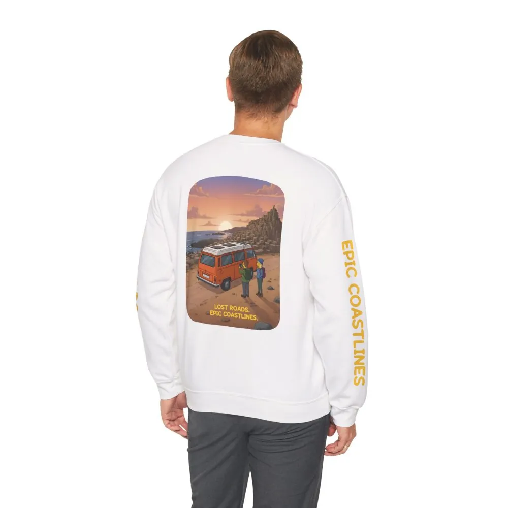 5162332377330581066_2048.jpeg Unisex Heavy Blend™ Crewneck Sweatshirt — "Lost Roads Epic Coastlines" Design Sitcom-Line