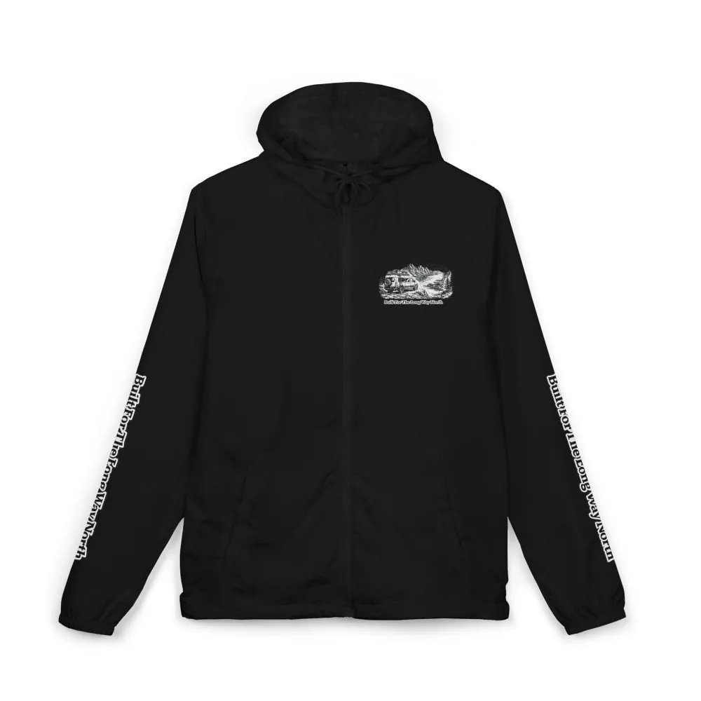 5174282346452678861_2048.jpeg Unisex Full-Zip Windbreaker Jacket — "Built For The Long Way North" (Design "Minimal-Line")