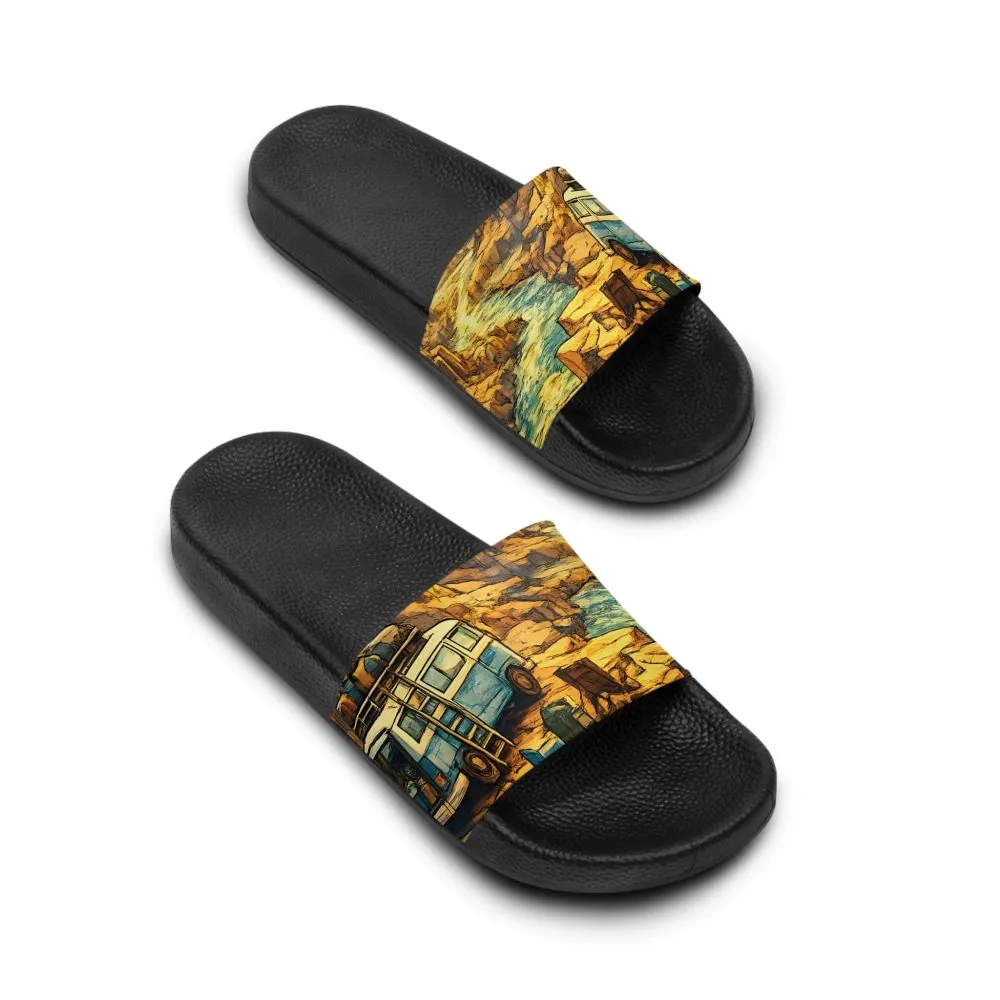 5181915453431979807_2048.jpeg Women's Slide Sandals - Blue Retro Camper Van Slides (Cubic-Line)