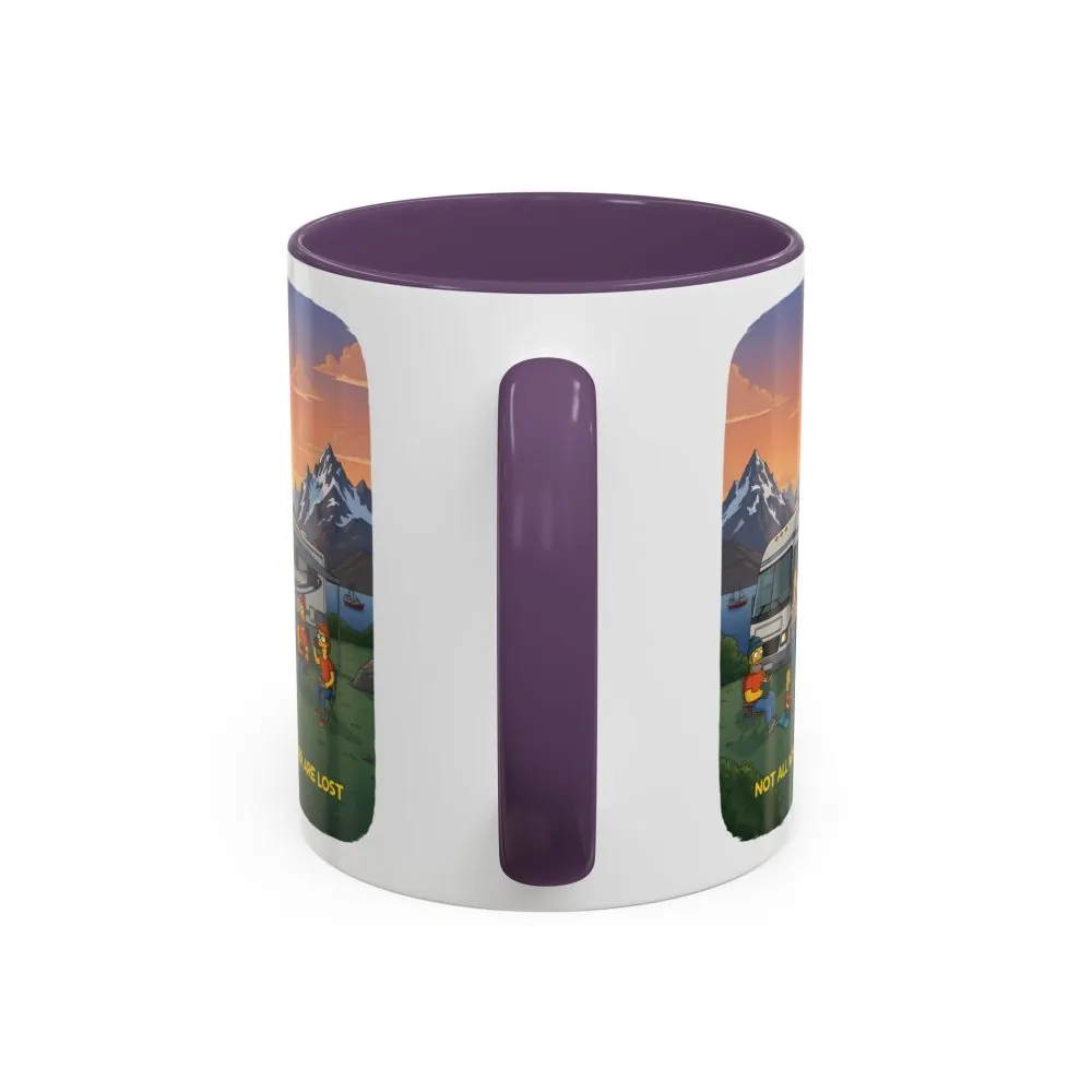 Accent Coffee Mug (11, 15oz) — "Not All Who Wander Are Lost" Design Sitcom-Line