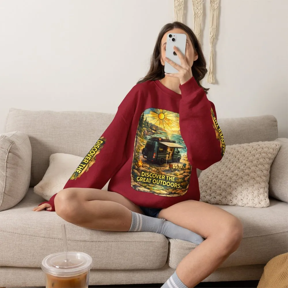 5200906623137747353_2048.jpeg Unisex Heavy Blend™ Crewneck Sweatshirt — "Discover The Great Outdoors" Design Cubic-Line