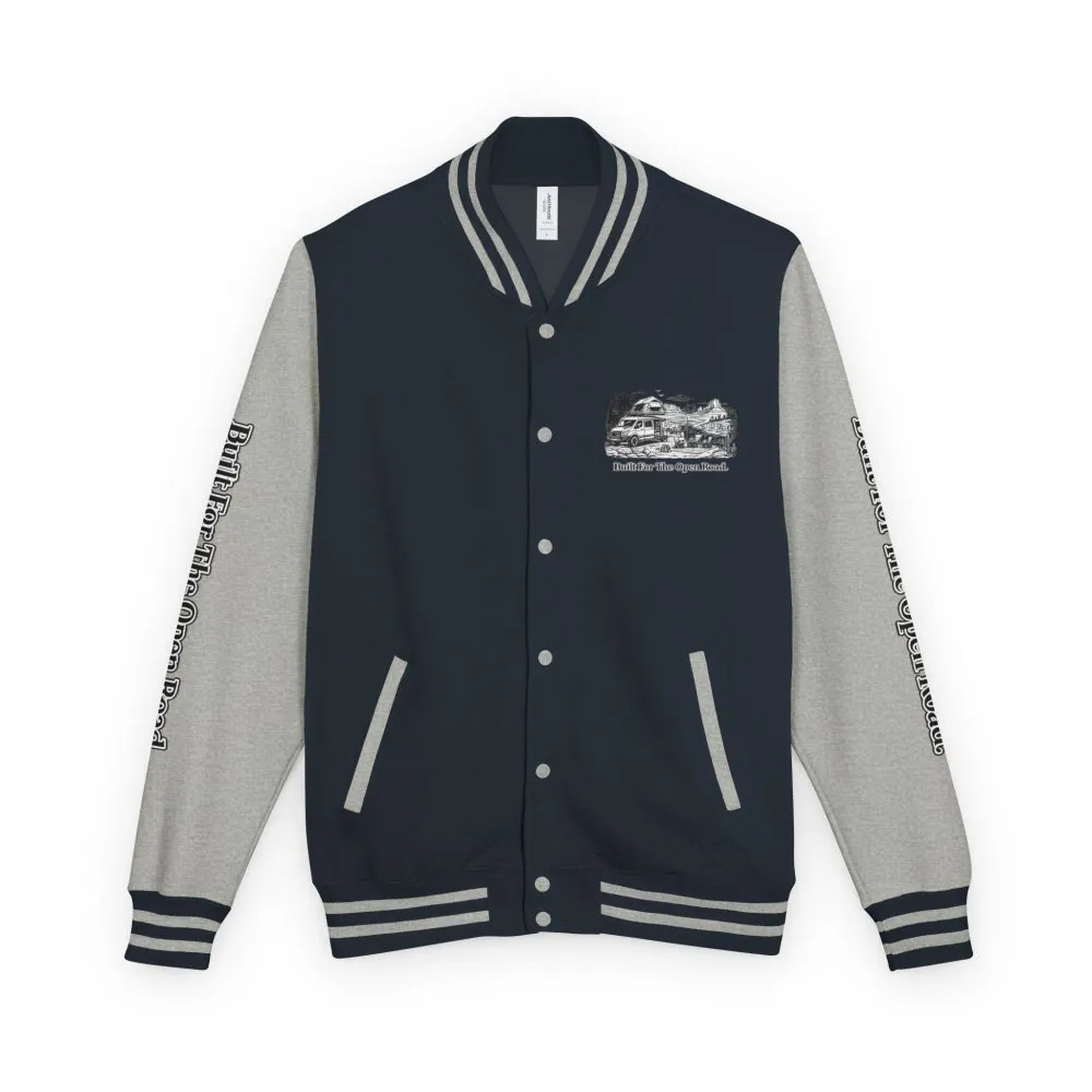 5208988539793237241_2048.jpeg Unisex Heavyweight Letterman Jacket — "Built For The Open Road" Travel Varsity Coat